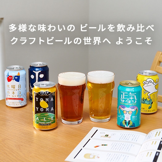 クラフトビールはじめてセットが卓上に並んでいる画像