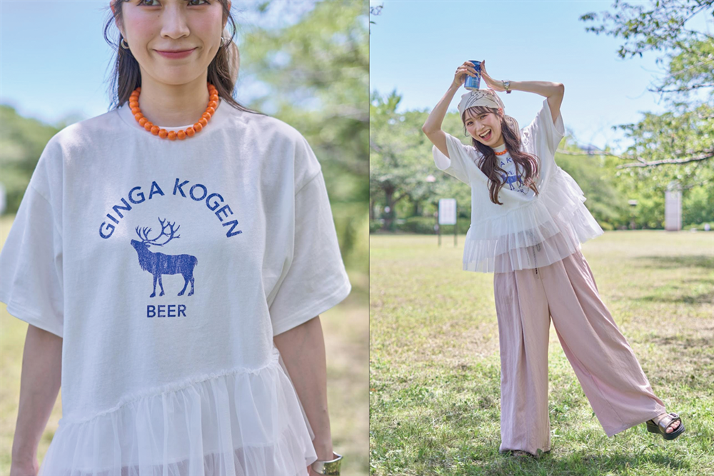 銀河高原ビールフリルTシャツ_earthmusic&ecology