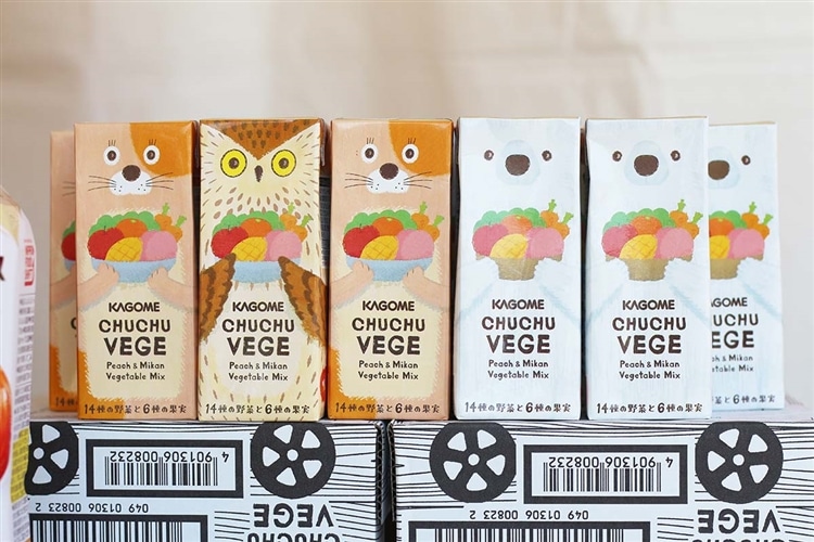 カゴメの野菜ジュース「チュチュベジ」が並んでいる画像