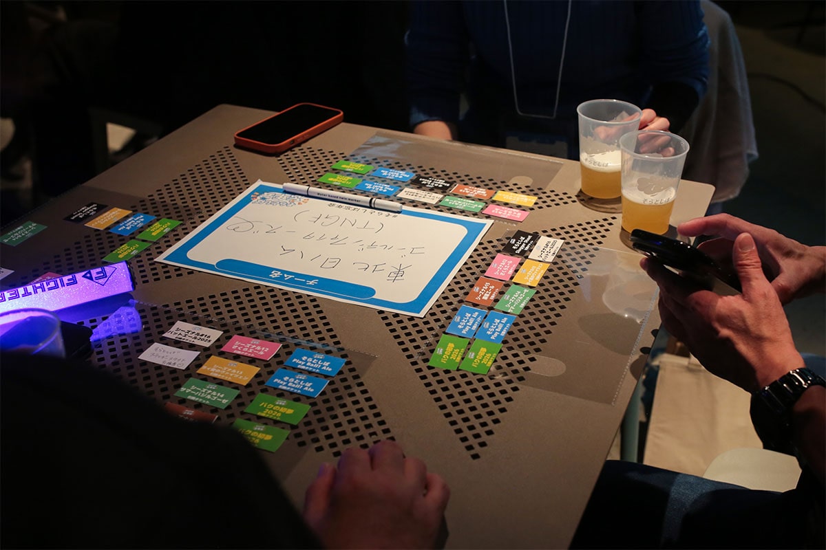 そらとしば忘年会の机にビールチケットを並べている様子