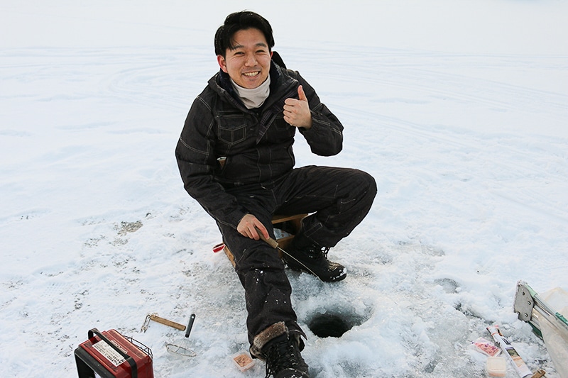 松原湖で氷上ワカサギ釣りにチャレンジ